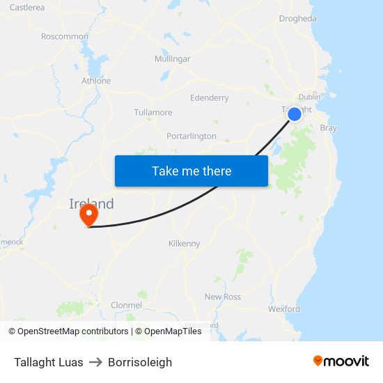 Tallaght Luas to Borrisoleigh map