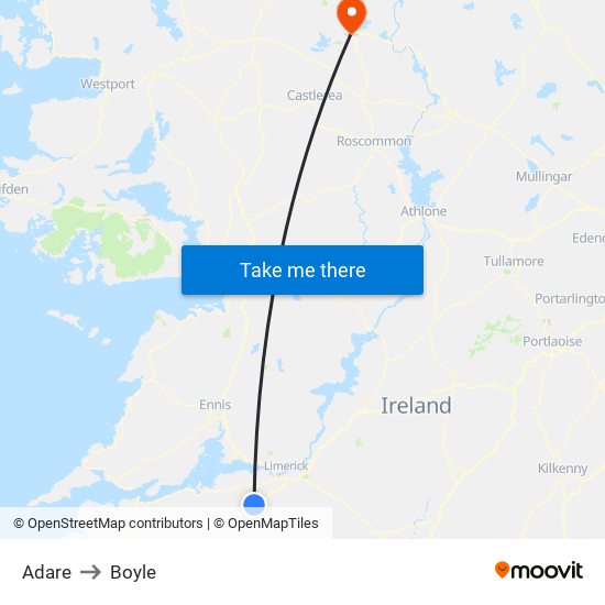 Adare to Boyle map
