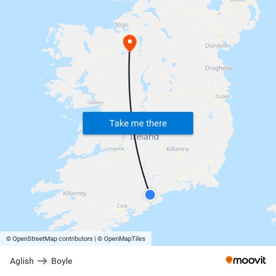 Aglish to Boyle map