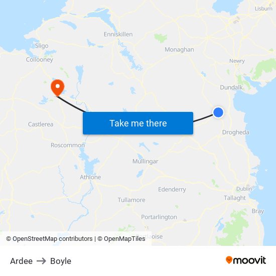 Ardee to Boyle map