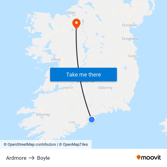Ardmore to Boyle map