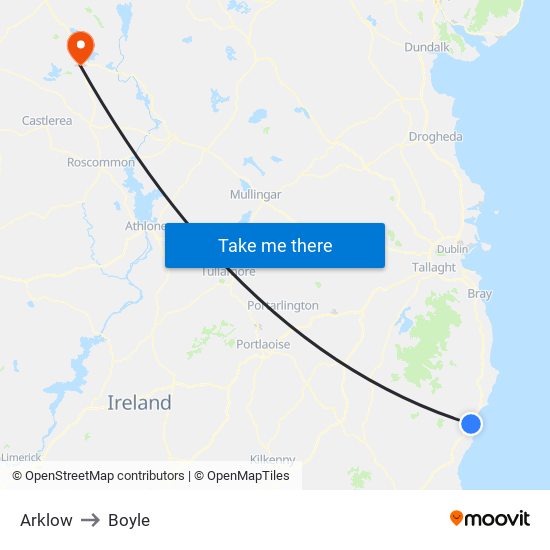 Arklow to Boyle map