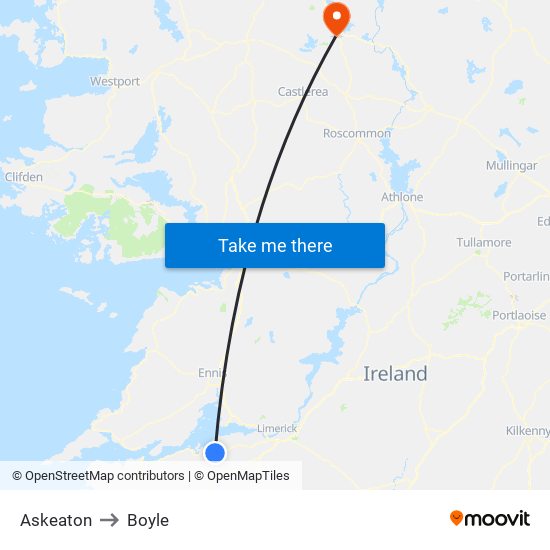 Askeaton to Boyle map