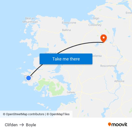 Clifden to Boyle map