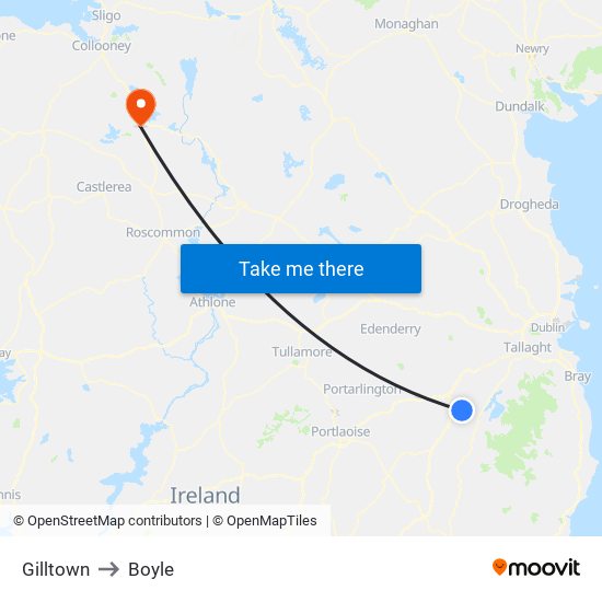 Gilltown to Boyle map