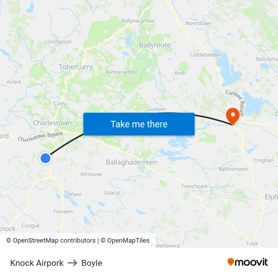 Knock Airpork to Boyle map