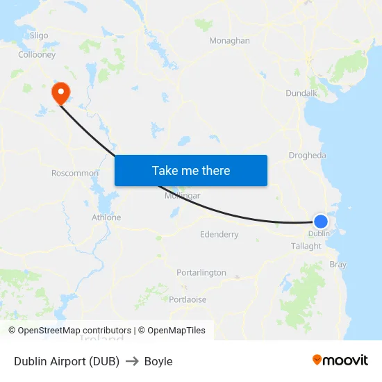 Dublin Airport (DUB) to Boyle map