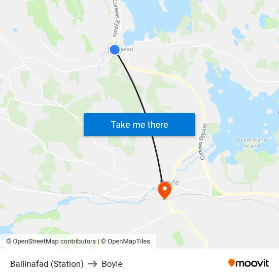 Ballinafad (Station) to Boyle map