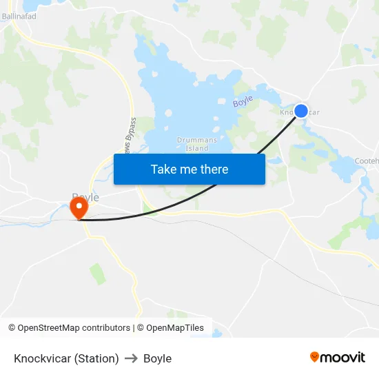 Knockvicar (Station) to Boyle map