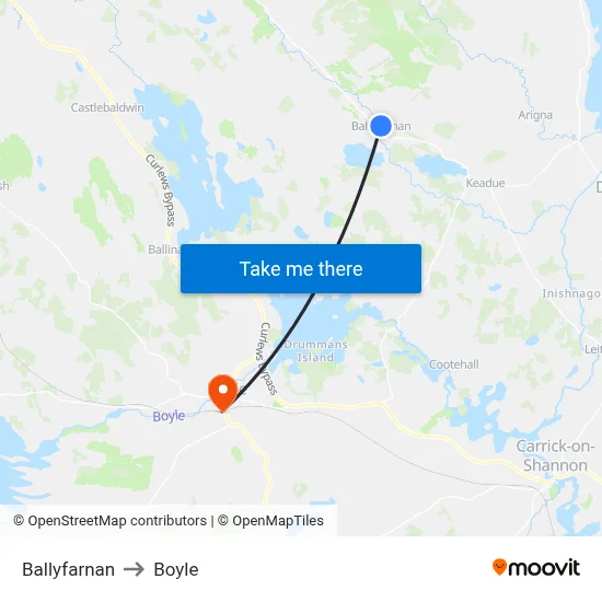 Ballyfarnan to Boyle map