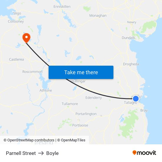 Parnell Street to Boyle map