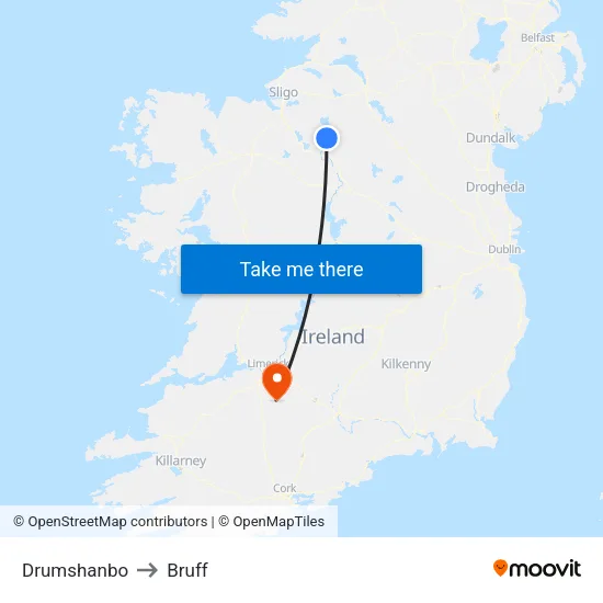 Drumshanbo to Bruff map