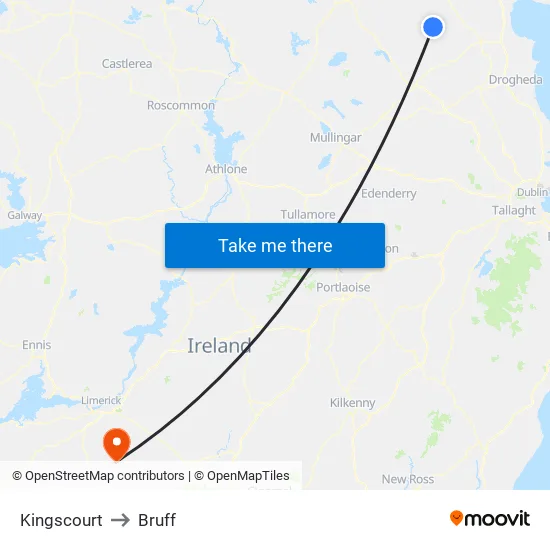 Kingscourt to Bruff map