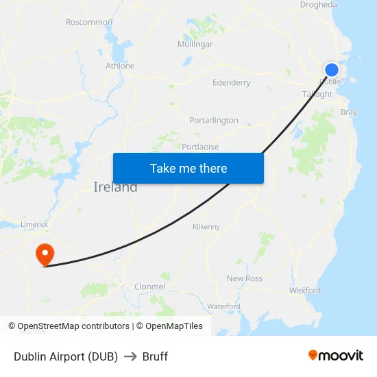 Dublin Airport (DUB) to Bruff map