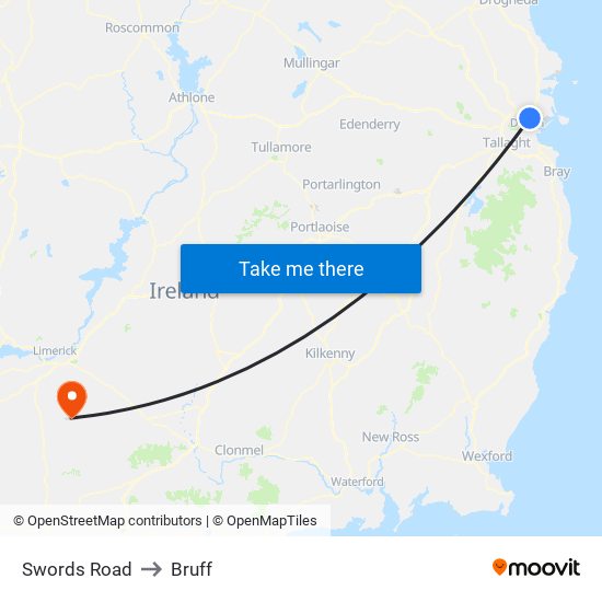 Swords Road to Bruff map