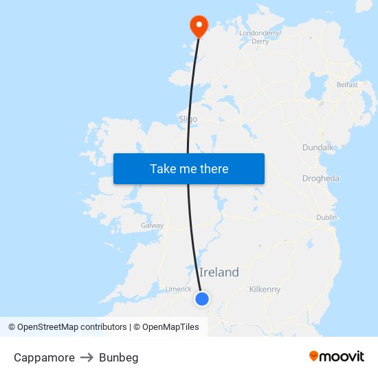 Cappamore to Bunbeg map