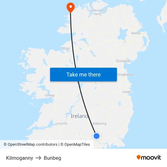 Kilmoganny to Bunbeg map