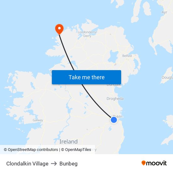 Clondalkin Village to Bunbeg map