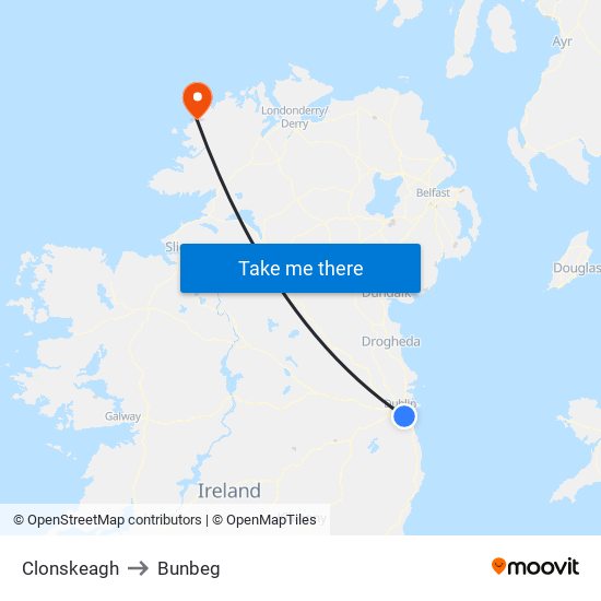 Clonskeagh to Bunbeg map