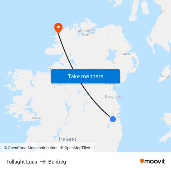 Tallaght Luas to Bunbeg map
