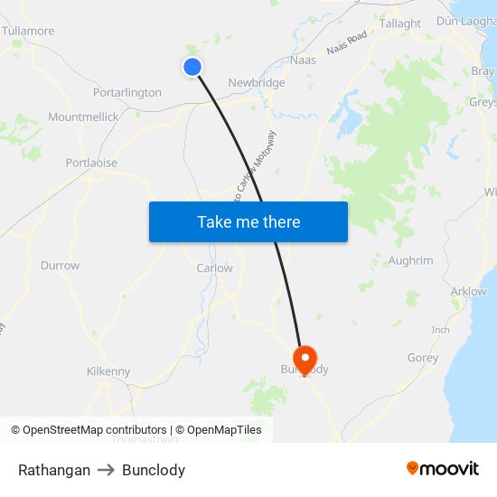 Rathangan to Bunclody map