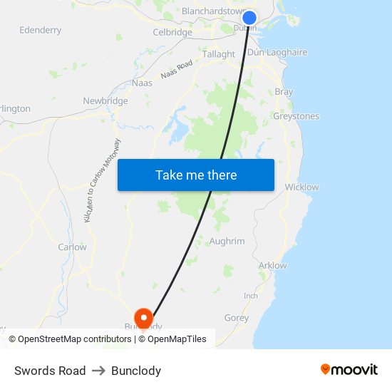Swords Road to Bunclody map