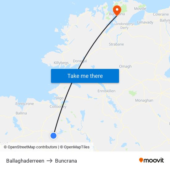 Ballaghaderreen to Buncrana map