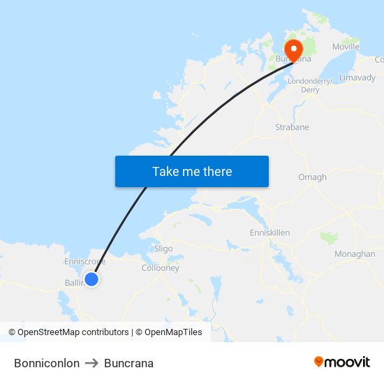 Bonniconlon to Buncrana map