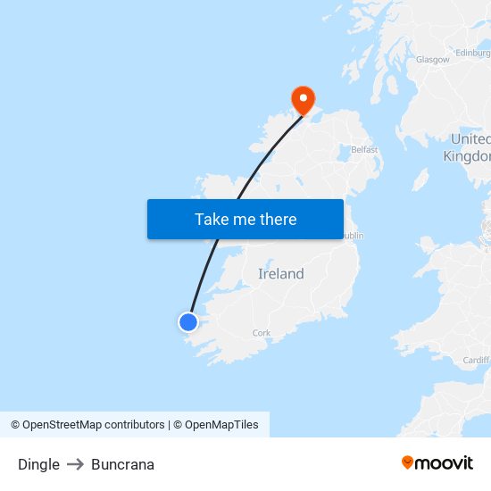 Dingle to Buncrana map