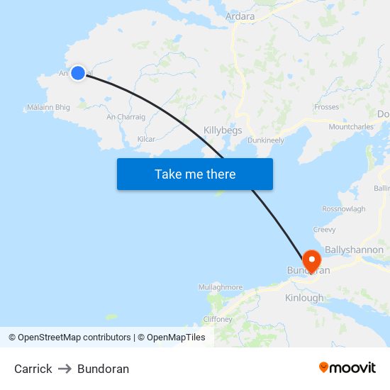 Carrick to Bundoran map