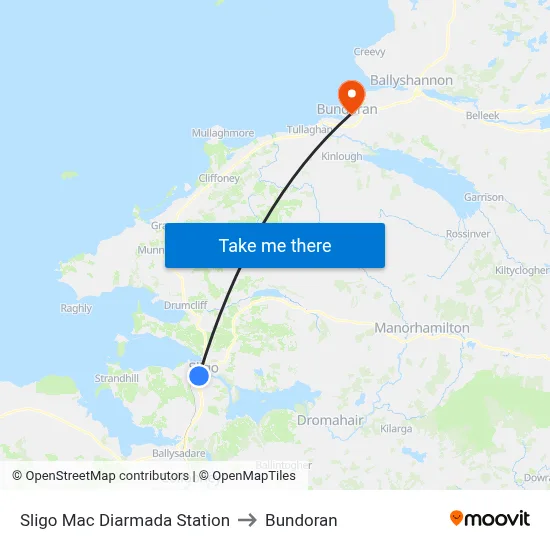 Sligo Mac Diarmada Station to Bundoran map