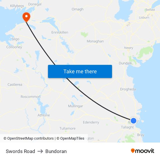 Swords Road to Bundoran map