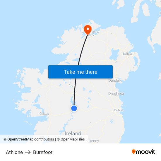 Athlone to Burnfoot map