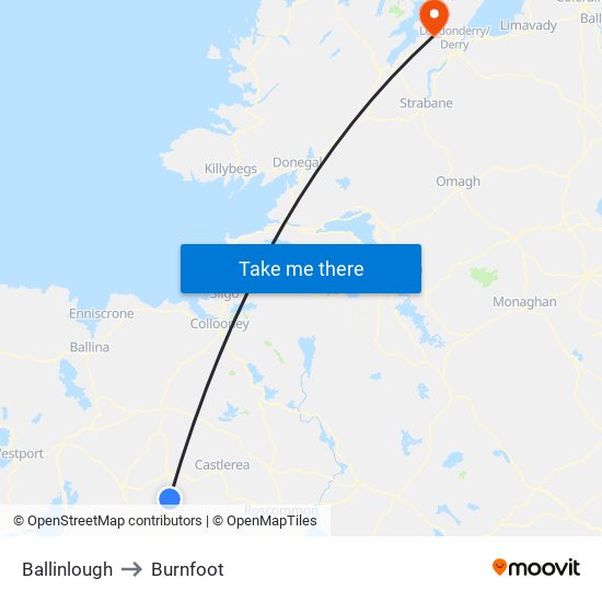 Ballinlough to Burnfoot map