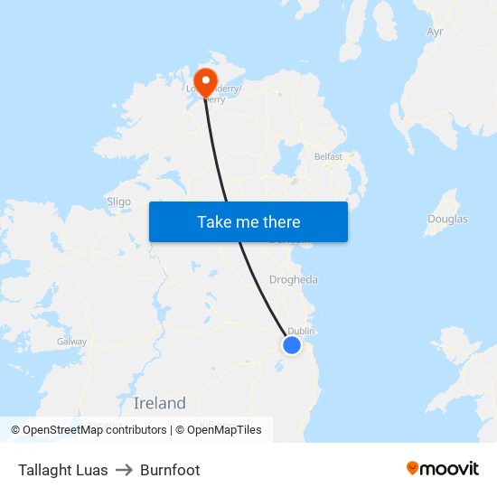 Tallaght Luas to Burnfoot map
