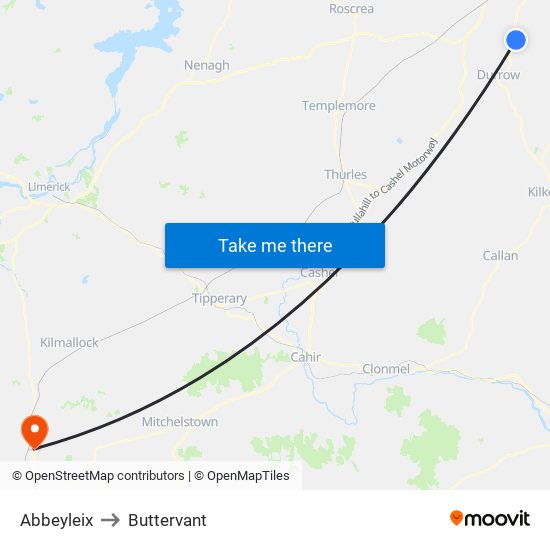Abbeyleix to Buttervant map