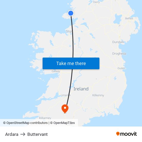 Ardara to Buttervant map