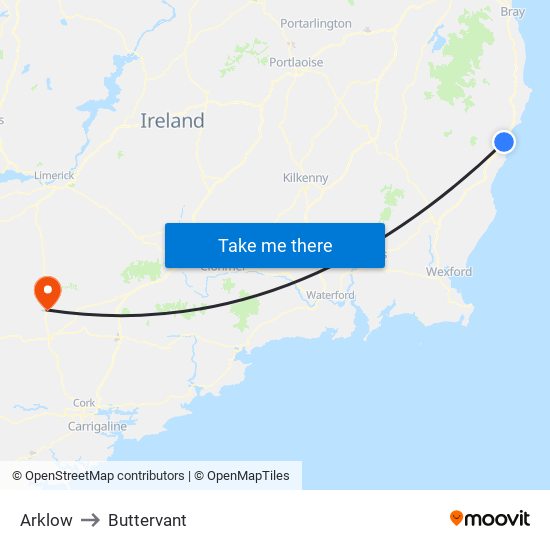 Arklow to Buttervant map