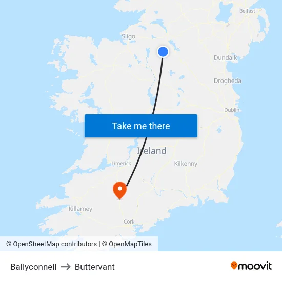 Ballyconnell to Buttervant map