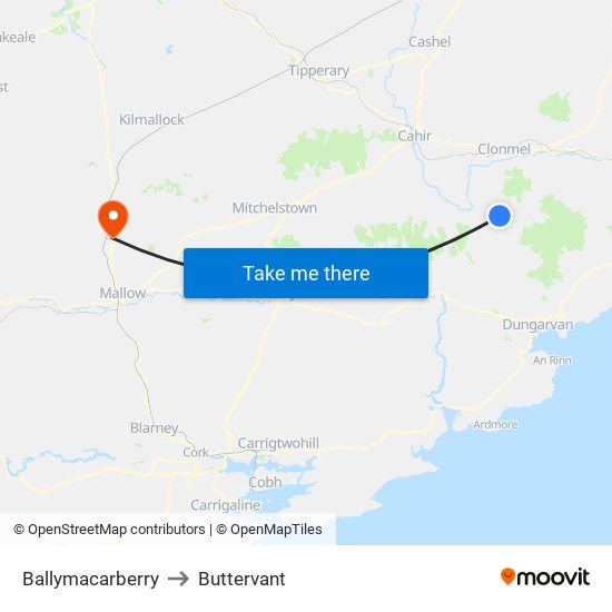 Ballymacarberry to Buttervant map