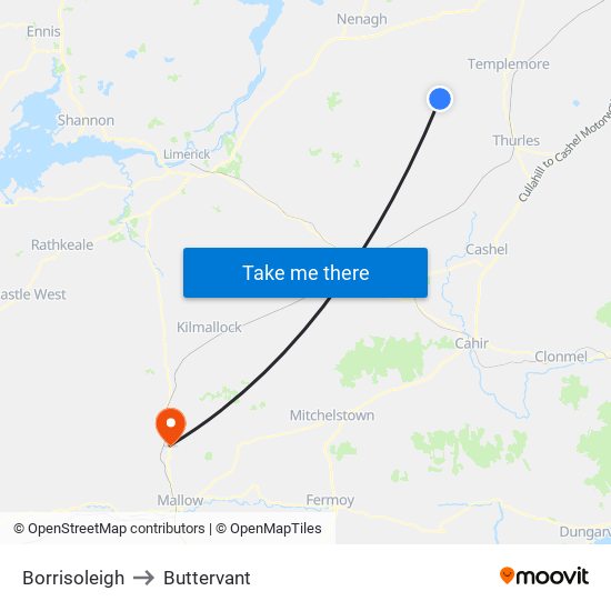 Borrisoleigh to Buttervant map