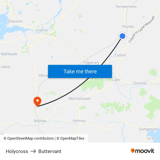 Holycross to Buttervant map