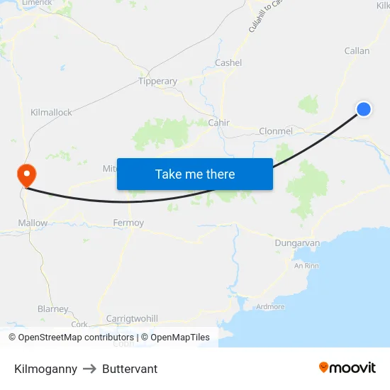 Kilmoganny to Buttervant map