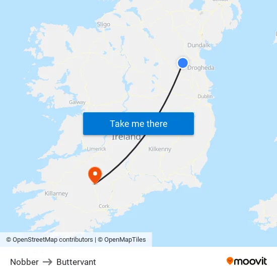 Nobber to Buttervant map