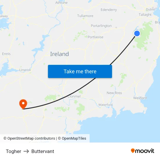 Togher to Buttervant map