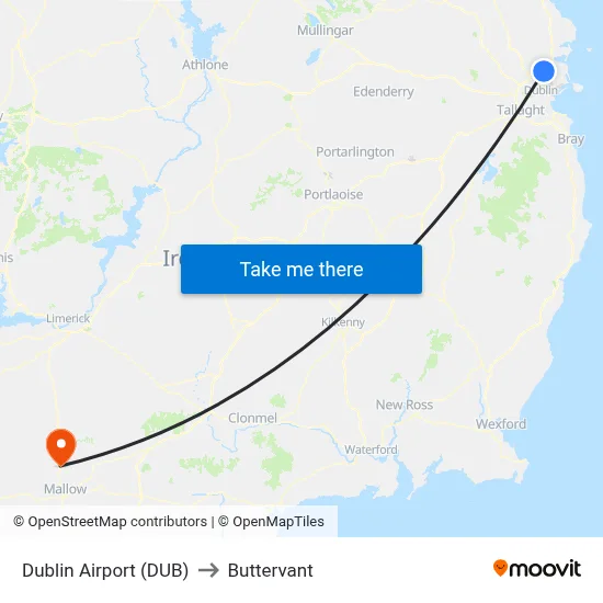 Dublin Airport (DUB) to Buttervant map