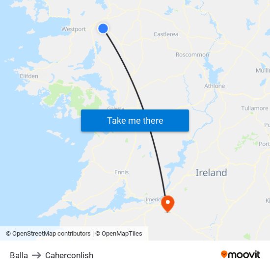 Balla to Caherconlish map