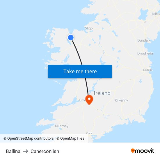 Ballina to Caherconlish map