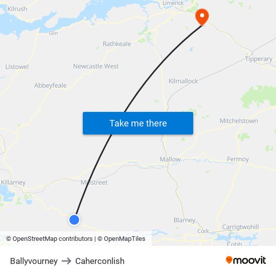 Ballyvourney to Caherconlish map