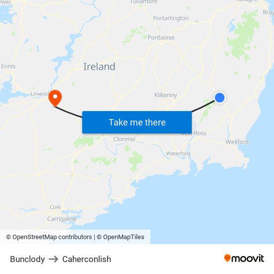 Bunclody to Caherconlish map
